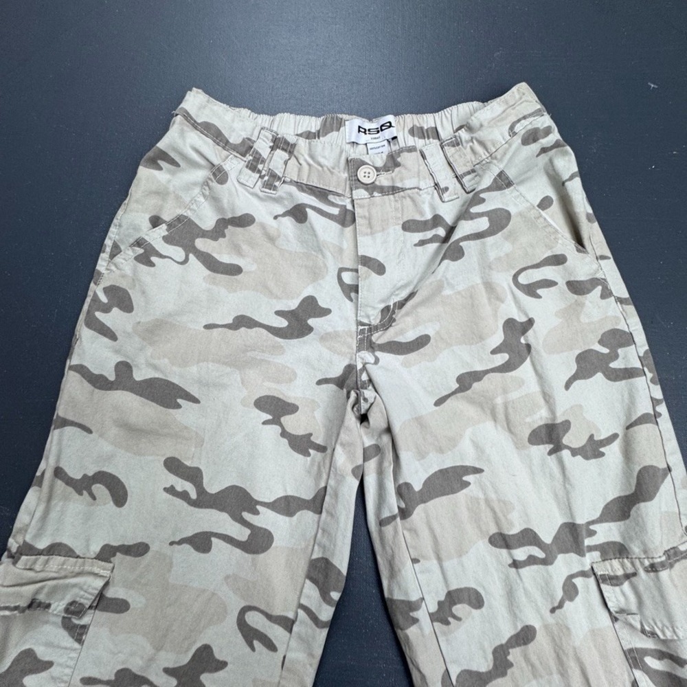 RSQ Camo Cargo Pants Women's XS Tan Beige Utility Straight Leg Cotton Workwear - Picture 2 of 11